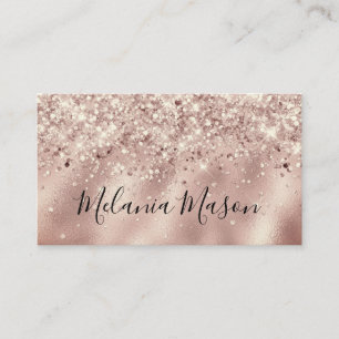 Elegant Sparkly Glitter Makeup Artist Rose Gold Business Card