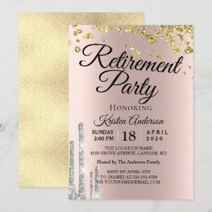 Elegant Sparkly Glitter Retirement Party Invitation