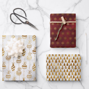 Elegant Sparkly Gold and Deep Red Christmas   Wrapping Paper Sheet