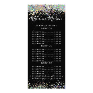Elegant Sparkly Holographic Glitter Beauty Salon Rack Card