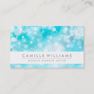 ELEGANT SPARKLY LIGHT whimsical aqua blue bokeh Business Card