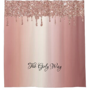 Elegant Sparkly Pink Dripping Shower Curtains