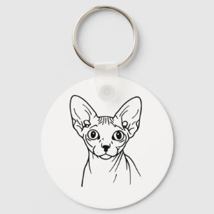 Elegant Sphynx Cat Line Art Keychain