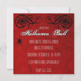 Elegant Spiderweb Halloween Ball Party Invitation