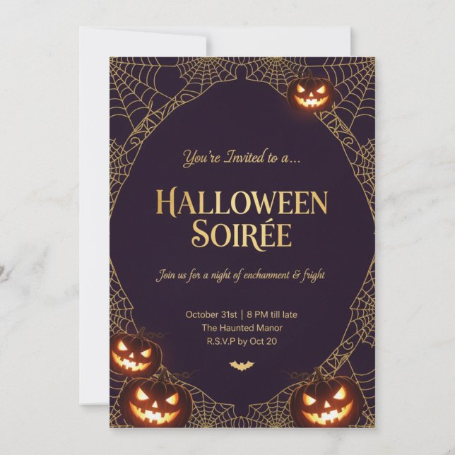 Elegant Spiderweb Halloween Invitation (Devant)