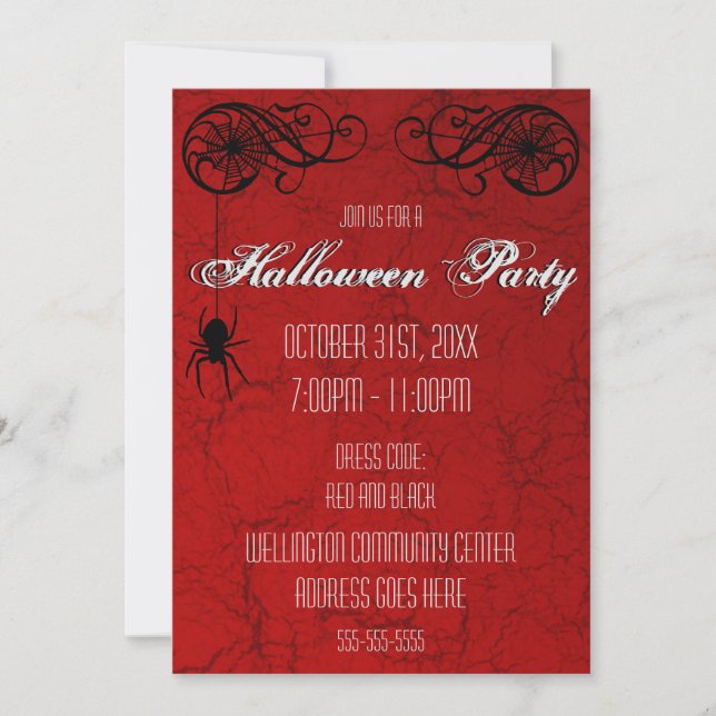 Elégant Spiderweb Party Invitation (Devant)