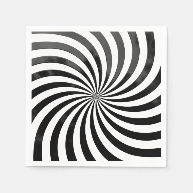 Elegant Spiral Black and White Paper Napkin (Front)