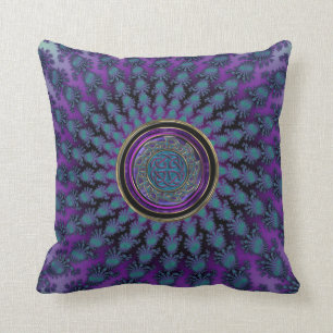 Elegant Spiral Fractal with Celtic Knot Mandala Throw Pillow
