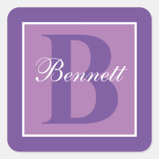 Elegant Split Initial Square Sticker