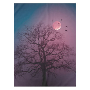 Elegant Spooky Halloween Theme Tree Moon Artwork Tablecloth
