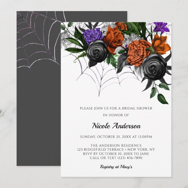 Elegant Spooky Multi Webs Bridal Shower Invitation (Front/Back)