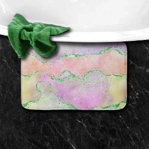 Elegant Spring Agate Playful Faux Green Glitter Bath Mat