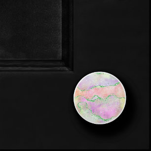 Elegant Spring Agate   Playful Faux Green Glitter Ceramic Knob