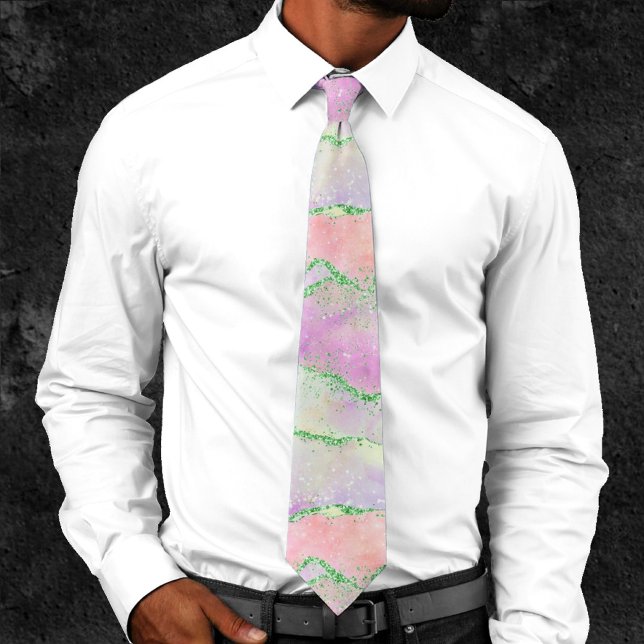 Elegant Spring Agate | Playful Faux Green Glitter Tie (Creator Uploaded)