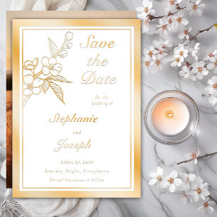 Elegant Spring Blossoms Photo White Save the Date