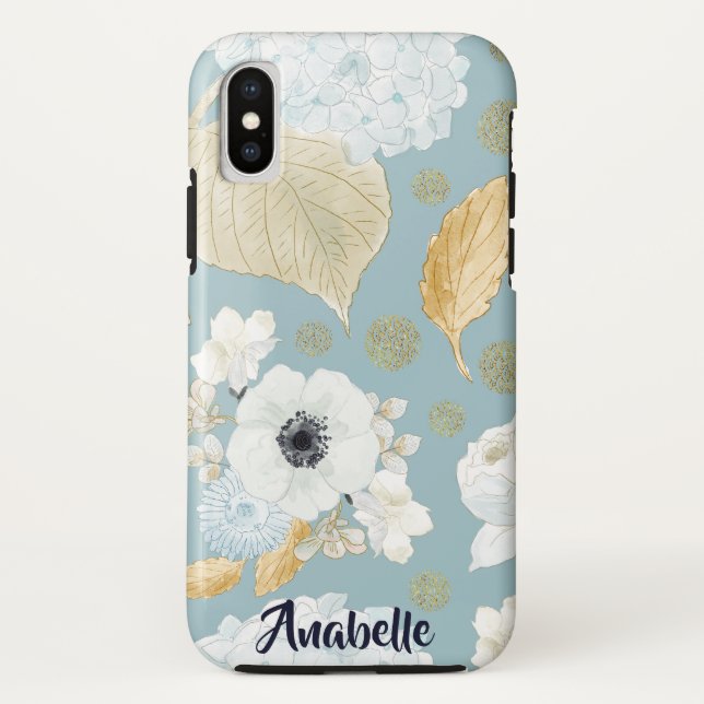 Elegant Spring Blue & White Flower Pattern Case-Mate iPhone Case (Back)