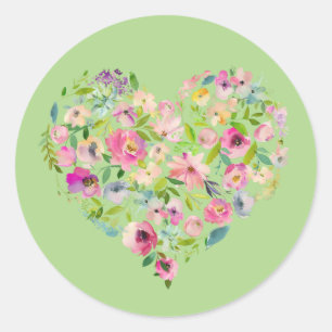 Elegant Spring Boho Floral Gold Wedding Invitation Classic Round Sticker