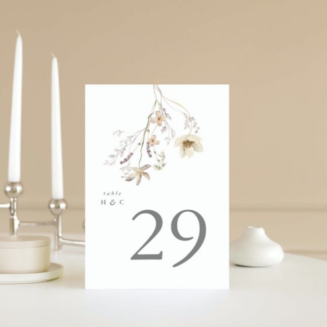 Elegant Spring Boho Wildflower Wedding Table Number (Creator Uploaded)