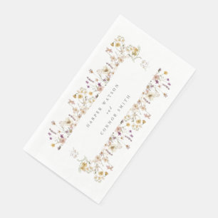 Elegant Spring Custom Text Wildflower Wedding Napkin