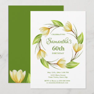 Elegant Spring Floral 60th Birthday Invitation