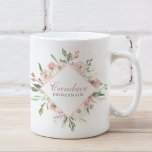 Elegant Spring Floral Blush Pink Peony Bridesmaid Coffee Mug<br><div class="desc">A beautiful blush pink peony flower diamond of pretty watercolor flowers decorates this lovely personalized bridal party favour mug gift. A chic present for a bridesmaid,  flower girl,  and maid of honour. Customize with their name and title in elegant writing.</div>