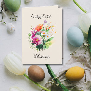 Elegant Spring Floral Bouquet Easter  Holiday Card