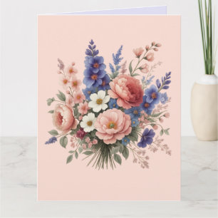 Elegant Spring Floral Bouquet Pastel Flower Design Thank You Card