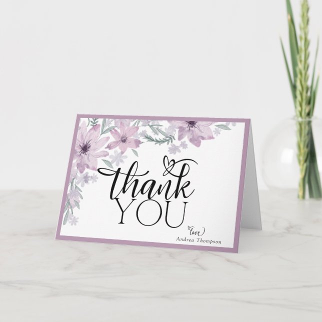 Elegant Spring Floral Bridal Shower Thank You Card (Front)
