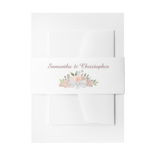 Elegant Spring Floral Mauve & Blush Pink Wedding Invitation Belly Band