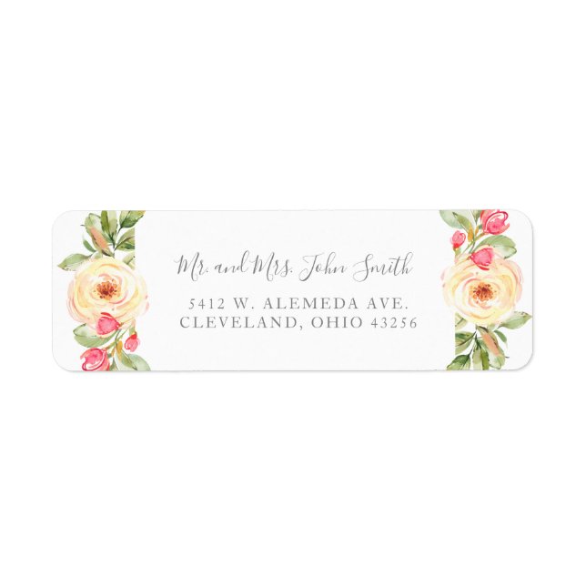 Elegant Spring Floral Peach Wedding Labels (Front)