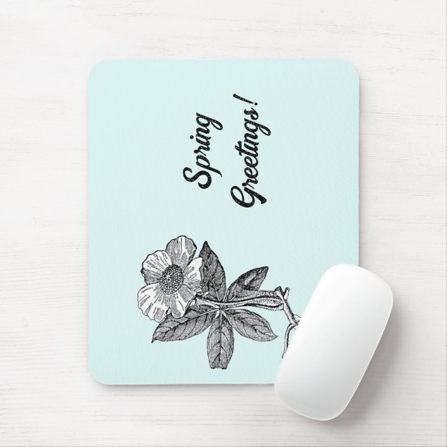 Elegant Spring Flower Botanical Illustration Mouse Pad (With Mouse)