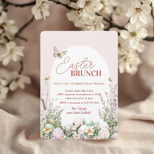 Elegant Spring Flower Easter Brunch  Invitation