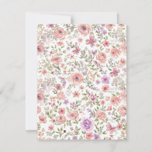 Elegant Spring Flower Wildflower Bouquet Butterfly RSVP Card