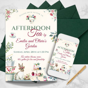 Elegant Spring Garden Afternoon Tea Party Invitation