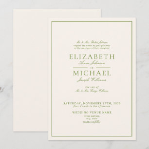 Elegant Spring Green Classic Script Wedding Invitation