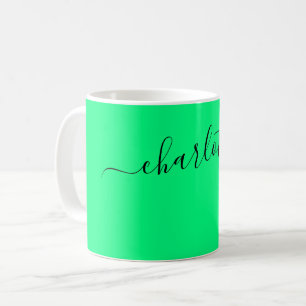 Elegant Spring Green Colour Name Personalized Coffee Mug