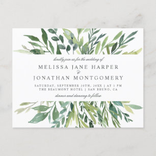 Elegant Spring Greenery Wedding Invitation Postcard