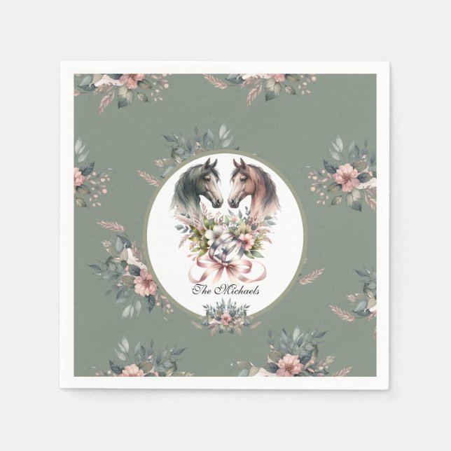 Elegant Spring Horse Wedding Napkin (Front)
