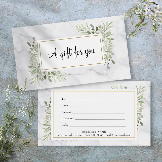 Elegant Spring Leaves Marble Gift Certificate (Elegant Spring Leaves Marble Gift Certificate)