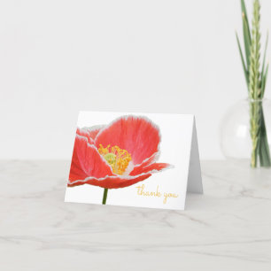 Elegant Spring Red Poppy Floral Thank You Card