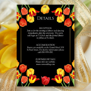 Elegant Spring Tulips Black Floral Wedding Details Enclosure Card