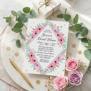 Elegant Spring Watercolor Floral Bridal Shower Invitation