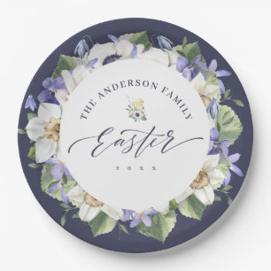 Elegant Spring Watercolor Floral Easter Paper Plat Plate