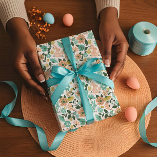 Elegant Spring Wildflower Floral Easter Bunny Wrapping Paper