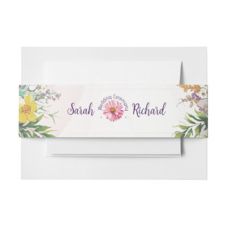 Elegant Spring Wildflower Floral Wedding Invitation Belly Band