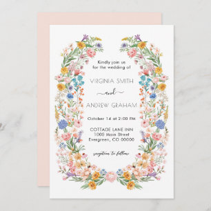 Elegant Spring Wildflower Meadow Garden Wedding Invitation