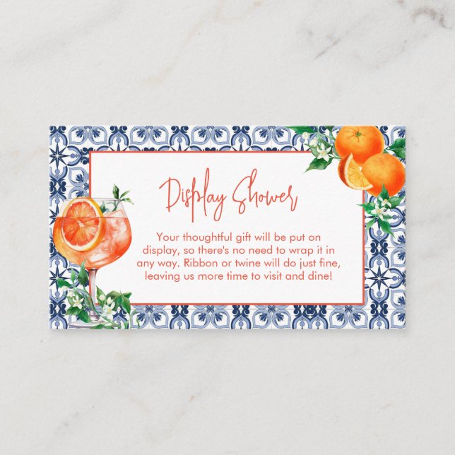 Elegant Spritz Orange Display Shower Enclosure Card (Front)
