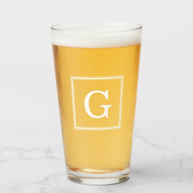 Elegant Square Frame Monogram Glass (Front Filled)