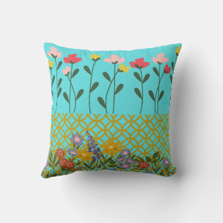 "Elegant Square-Shaped Floral Pillow 