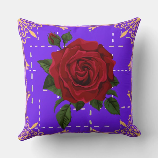 Elegant Square-Shaped Floral Pillow . (Back)